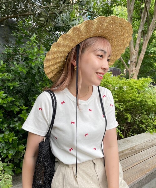FREAK'S STORE(フリークスストア)の「ミニリボン刺繍Tシャツ(Tシャツ/カットソー・レディース・ブラック/グレー/オフホワイト・フリ-)」の20枚目の写真