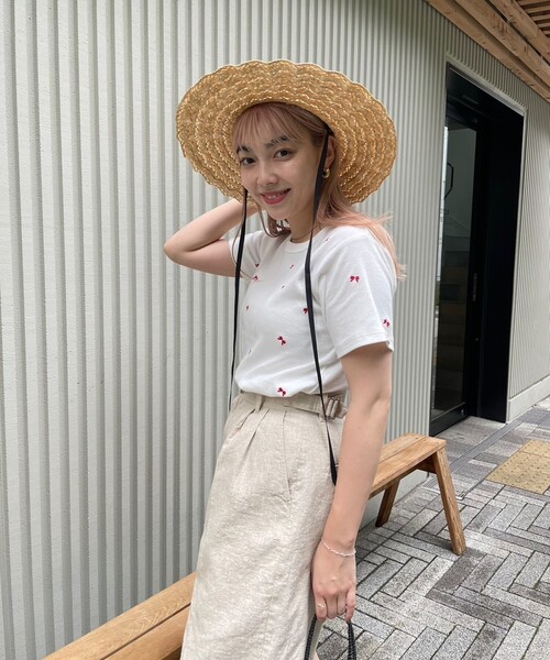 FREAK'S STORE(フリークスストア)の「ミニリボン刺繍Tシャツ(Tシャツ/カットソー・レディース・ブラック/グレー/オフホワイト・フリ-)」の21枚目の写真