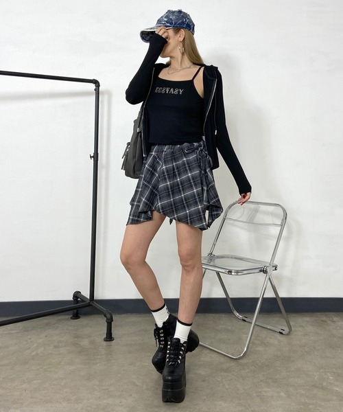 non-hedge（ノンヘッジ）の「ジップフードストーンロゴキャミソールセット（パーカー・レディース・グレー/ブラック/オフホワイト・FREE）」の13枚目の写真