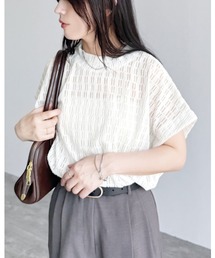 reca | 柄レースフレンチスリーブ(Tシャツ/カットソー)