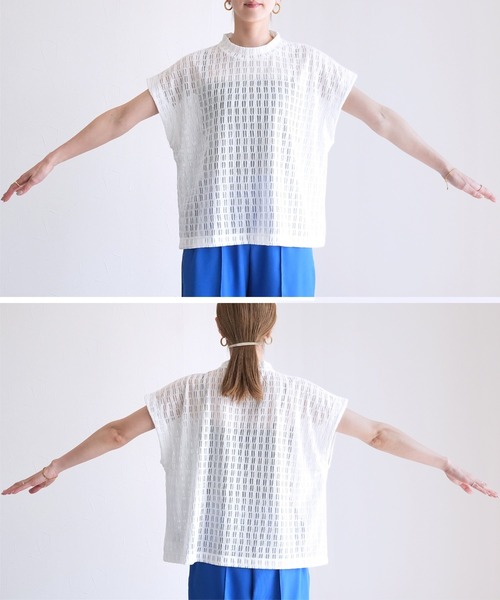 reca（レカ）の「柄レースフレンチスリーブ（Tシャツ/カットソー・レディース・アイボリー/ブラック・M）」の18枚目の写真