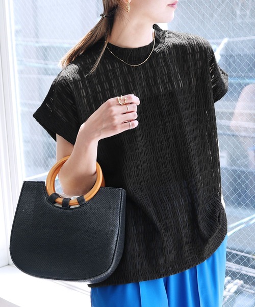 reca（レカ）の「柄レースフレンチスリーブ（Tシャツ/カットソー・レディース・アイボリー/ブラック・M）」の9枚目の写真