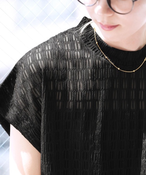 reca（レカ）の「柄レースフレンチスリーブ（Tシャツ/カットソー・レディース・アイボリー/ブラック・M）」の10枚目の写真