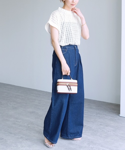 reca（レカ）の「柄レースフレンチスリーブ（Tシャツ/カットソー・レディース・アイボリー/ブラック・M）」の6枚目の写真