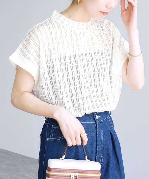 reca（レカ）の「柄レースフレンチスリーブ（Tシャツ/カットソー・レディース・アイボリー/ブラック・M）」の8枚目の写真