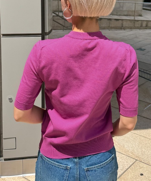 JENNE（ジェンヌ）の「エアリーサマーニットトップス【UVカット・マシンウォッシャブル】（Tシャツ/カットソー・レディース・ブラック/キャメル/グリーン/ピンク・SMALL/MEDIUM/LARGE）」の5枚目の写真