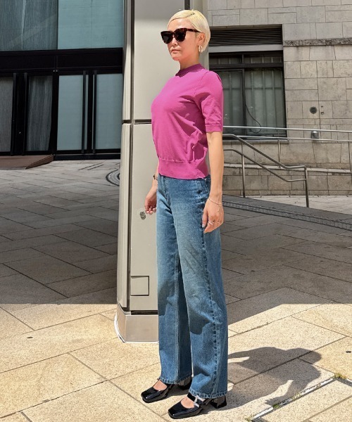 JENNE（ジェンヌ）の「エアリーサマーニットトップス【UVカット・マシンウォッシャブル】（Tシャツ/カットソー・レディース・ブラック/キャメル/グリーン/ピンク・SMALL/MEDIUM/LARGE）」の6枚目の写真