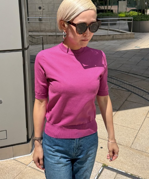 JENNE（ジェンヌ）の「エアリーサマーニットトップス【UVカット・マシンウォッシャブル】（Tシャツ/カットソー・レディース・ブラック/キャメル/グリーン/ピンク・SMALL/MEDIUM/LARGE）」の8枚目の写真