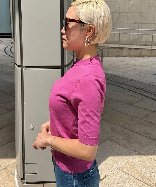 JENNE（ジェンヌ）の「エアリーサマーニットトップス【UVカット・マシンウォッシャブル】（Tシャツ/カットソー・レディース・ブラック/キャメル/グリーン/ピンク・SMALL/MEDIUM/LARGE）」の9枚目の写真