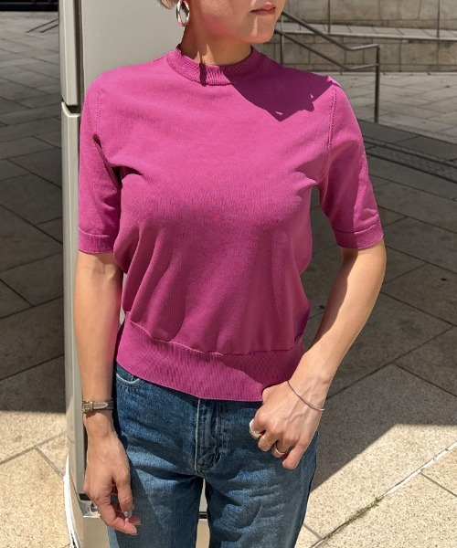 JENNE（ジェンヌ）の「エアリーサマーニットトップス【UVカット・マシンウォッシャブル】（Tシャツ/カットソー・レディース・ブラック/キャメル/グリーン/ピンク・SMALL/MEDIUM/LARGE）」の10枚目の写真