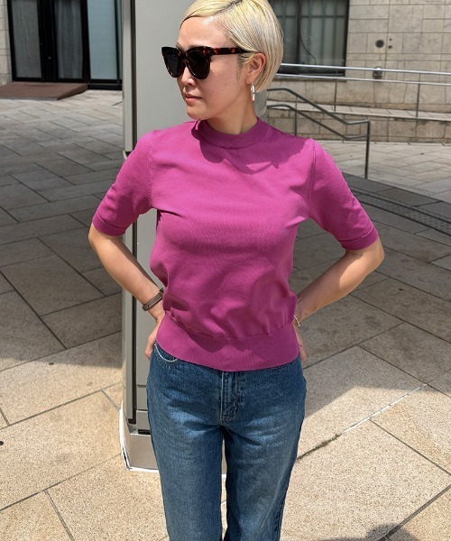 JENNE（ジェンヌ）の「エアリーサマーニットトップス【UVカット・マシンウォッシャブル】（Tシャツ/カットソー・レディース・ブラック/キャメル/グリーン/ピンク・SMALL/MEDIUM/LARGE）」の12枚目の写真