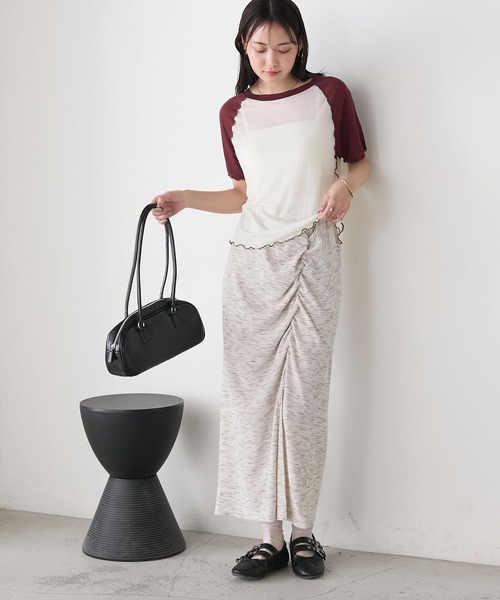 forksy.（フォルクシー）の「【forksy.】ギャザリングデザイン カットロングスカート（スカート・レディース・ライトグリーン/ライトパープル/ブラック系・FREE）」の10枚目の写真