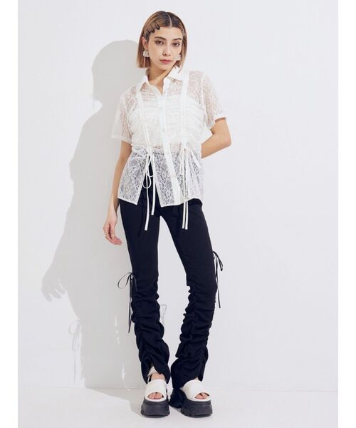 EVRIS（エヴリス）の「ドロストギャザーリブフレアパンツ（その他パンツ・レディース・ブラック/ブルー・FREE）」の20枚目の写真