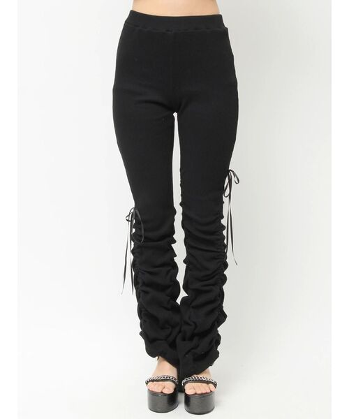 EVRIS（エヴリス）の「ドロストギャザーリブフレアパンツ（その他パンツ・レディース・ブラック/ブルー・FREE）」の6枚目の写真