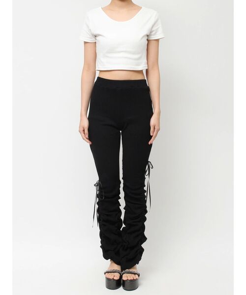 EVRIS（エヴリス）の「ドロストギャザーリブフレアパンツ（その他パンツ・レディース・ブラック/ブルー・FREE）」の12枚目の写真