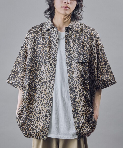 PUBLUX(パブリュクス)の「PUBLUX/パブリュクス 半袖ドローコードチェックシャツ(限定展開)(シャツ/ブラウス・メンズ・ブラック系その他/ブラウン系その他/レオパード・SMALL/MEDIUM/LARGE)」の3枚目の写真