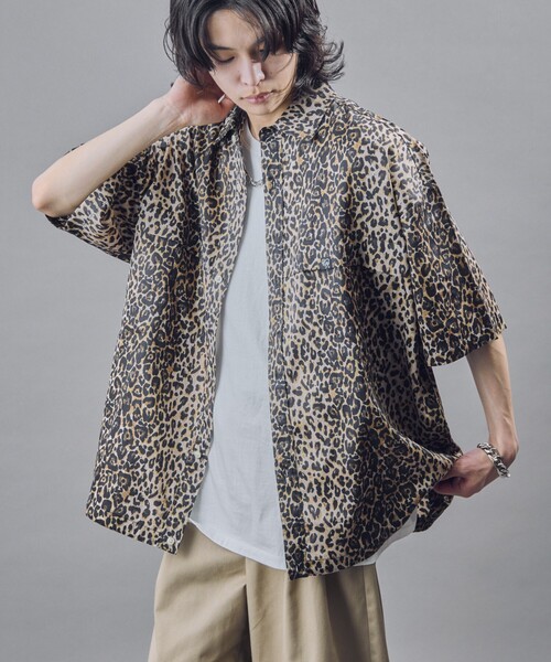 PUBLUX(パブリュクス)の「PUBLUX/パブリュクス 半袖ドローコードチェックシャツ(限定展開)(シャツ/ブラウス・メンズ・ブラック系その他/ブラウン系その他/レオパード・SMALL/MEDIUM/LARGE)」の12枚目の写真