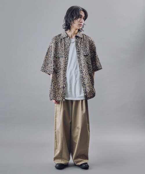 PUBLUX(パブリュクス)の「PUBLUX/パブリュクス 半袖ドローコードチェックシャツ(限定展開)(シャツ/ブラウス・メンズ・ブラック系その他/ブラウン系その他/レオパード・SMALL/MEDIUM/LARGE)」の4枚目の写真