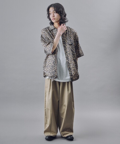 PUBLUX(パブリュクス)の「PUBLUX/パブリュクス 半袖ドローコードチェックシャツ(限定展開)(シャツ/ブラウス・メンズ・ブラック系その他/ブラウン系その他/レオパード・SMALL/MEDIUM/LARGE)」の5枚目の写真