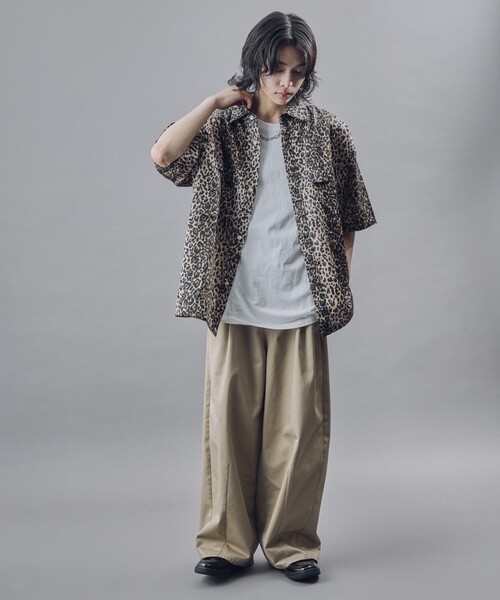 PUBLUX(パブリュクス)の「PUBLUX/パブリュクス 半袖ドローコードチェックシャツ(限定展開)(シャツ/ブラウス・メンズ・ブラック系その他/ブラウン系その他/レオパード・SMALL/MEDIUM/LARGE)」の6枚目の写真