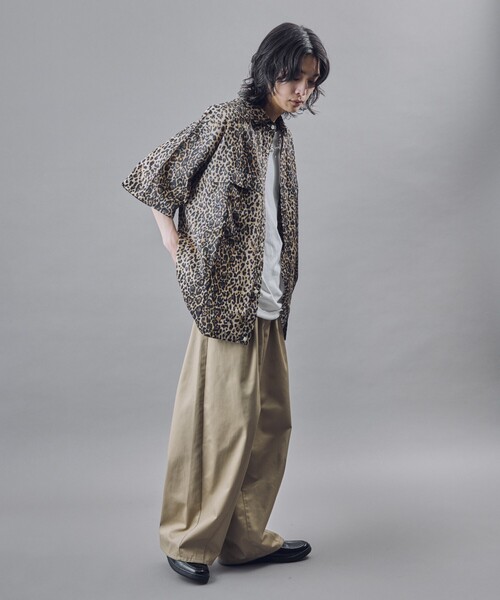 PUBLUX(パブリュクス)の「PUBLUX/パブリュクス 半袖ドローコードチェックシャツ(限定展開)(シャツ/ブラウス・メンズ・ブラック系その他/ブラウン系その他/レオパード・SMALL/MEDIUM/LARGE)」の7枚目の写真
