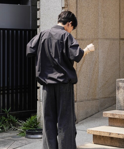 PUBLUX(パブリュクス)の「PUBLUX/パブリュクス 半袖ドローコードチェックシャツ(限定展開)(シャツ/ブラウス・メンズ・ブラック系その他/ブラウン系その他/レオパード・SMALL/MEDIUM/LARGE)」の10枚目の写真