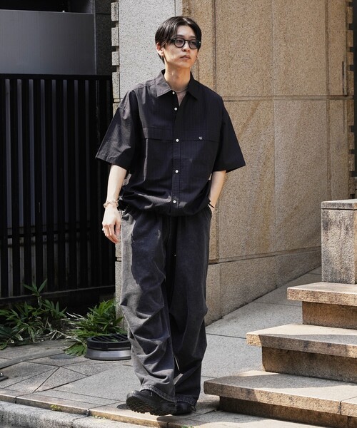 PUBLUX(パブリュクス)の「PUBLUX/パブリュクス 半袖ドローコードチェックシャツ(限定展開)(シャツ/ブラウス・メンズ・ブラック系その他/ブラウン系その他/レオパード・SMALL/MEDIUM/LARGE)」の11枚目の写真