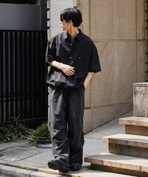 PUBLUX(パブリュクス)の「PUBLUX/パブリュクス 半袖ドローコードチェックシャツ(限定展開)(シャツ/ブラウス・メンズ・ブラック系その他/ブラウン系その他/レオパード・SMALL/MEDIUM/LARGE)」の16枚目の写真