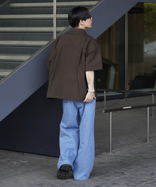 PUBLUX(パブリュクス)の「PUBLUX/パブリュクス 半袖ドローコードチェックシャツ(限定展開)(シャツ/ブラウス・メンズ・ブラック系その他/ブラウン系その他/レオパード・SMALL/MEDIUM/LARGE)」の19枚目の写真