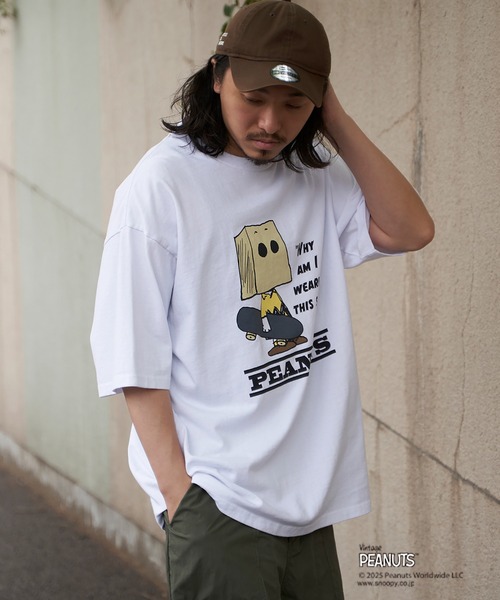 NO NEED（ノーニード）の「【NUTMEG/ナツメグ】Peaunts スケボーT（Tシャツ/カットソー・メンズ・ネイビー/チャコール/ホワイト/グレー・LL/M/L）」の18枚目の写真