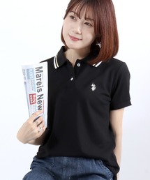 U.S.POLO ASSN. ワンポイント刺繍 鹿の子ポロシャツ/半袖/襟ライン/レギュラーフィット/レディース