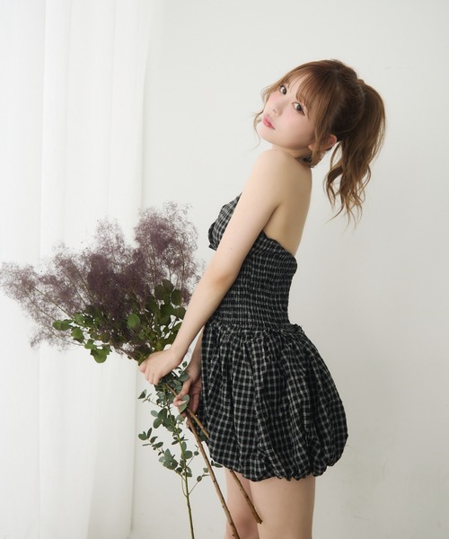 titty&Co.ワンピース □#tittyandco （TITTY&CO.） ダブルカラーパイピング6分袖