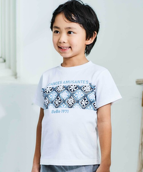 ebure 青 リブ編み 半袖Tシャツ ebure｜エブールのショートスリーブ（カットソー・Tシャツ）通販