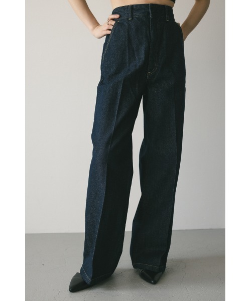 STYLEMIXER（スタイルミキサー）の「センタープレスワイドデニム（デニムパンツ・レディース・インディゴブルー/アイボリー・X-SMALL/SMALL/MEDIUM/LARGE）」の11枚目の写真