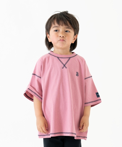 and D. petit main(アンドディープティマイン)の「【綿100%】配色ステッチビッグ半T(Tシャツ/カットソー・キッズ・ホワイト/グリーン/ピンク・90cm/100cm/120cm/150cm/140cm/130cm/110cm)」の9枚目の写真