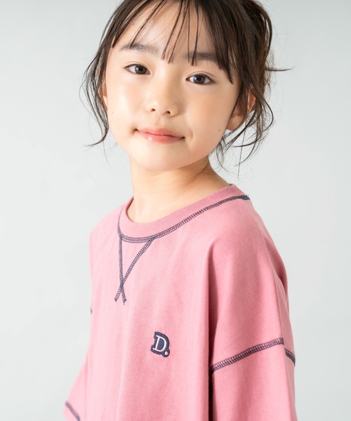 and D. petit main(アンドディープティマイン)の「【綿100%】配色ステッチビッグ半T(Tシャツ/カットソー・キッズ・ホワイト/グリーン/ピンク・90cm/100cm/120cm/150cm/140cm/130cm/110cm)」の11枚目の写真