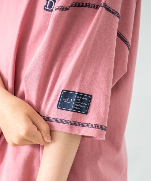 and D. petit main(アンドディープティマイン)の「【綿100%】配色ステッチビッグ半T(Tシャツ/カットソー・キッズ・ホワイト/グリーン/ピンク・90cm/100cm/120cm/150cm/140cm/130cm/110cm)」の12枚目の写真