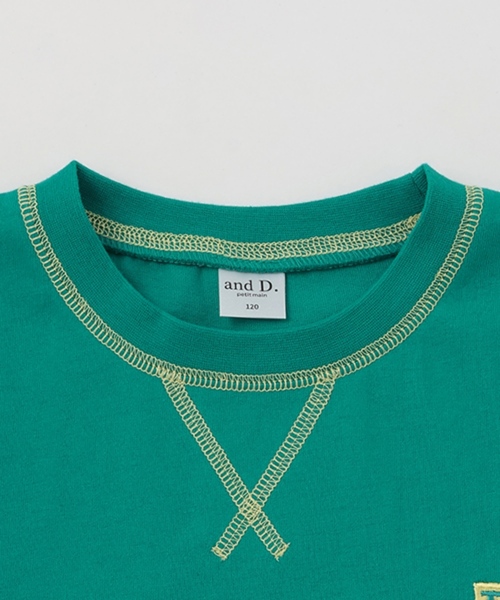 and D. petit main(アンドディープティマイン)の「【綿100%】配色ステッチビッグ半T(Tシャツ/カットソー・キッズ・ホワイト/グリーン/ピンク・90cm/100cm/120cm/150cm/140cm/130cm/110cm)」の14枚目の写真