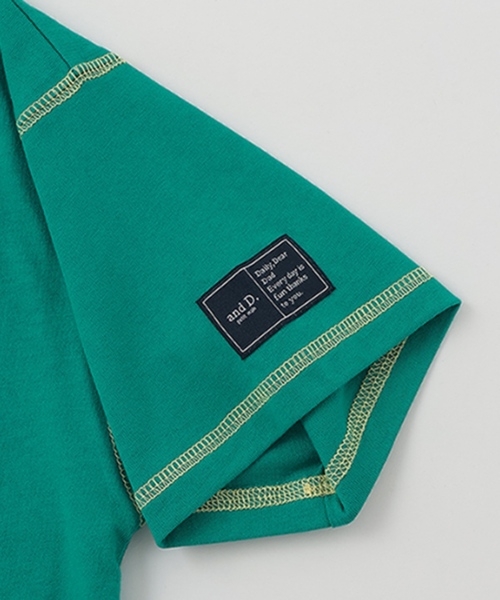 and D. petit main(アンドディープティマイン)の「【綿100%】配色ステッチビッグ半T(Tシャツ/カットソー・キッズ・ホワイト/グリーン/ピンク・90cm/100cm/120cm/150cm/140cm/130cm/110cm)」の18枚目の写真