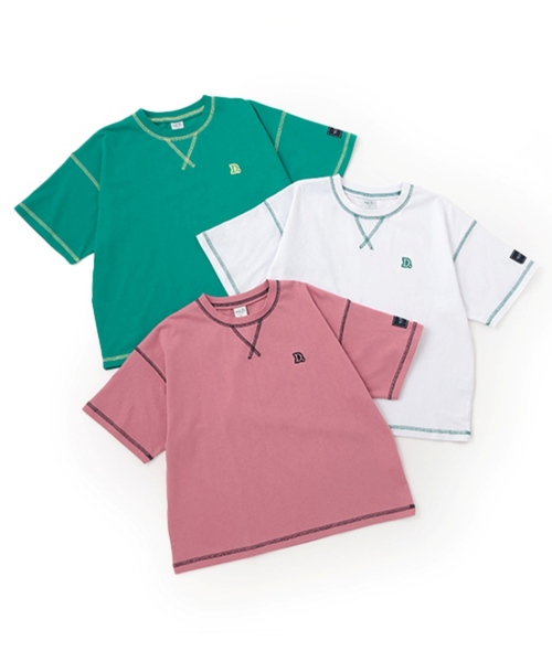 and D. petit main(アンドディープティマイン)の「【綿100%】配色ステッチビッグ半T(Tシャツ/カットソー・キッズ・ホワイト/グリーン/ピンク・90cm/100cm/120cm/150cm/140cm/130cm/110cm)」の21枚目の写真