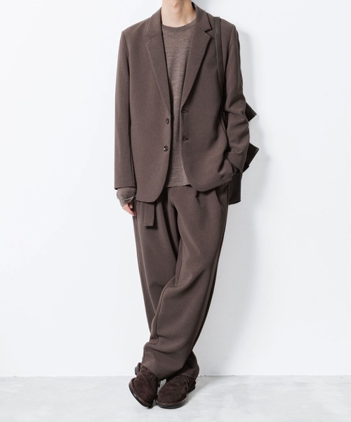 ATTACHMENT（アタッチメント）の「PE ストレッチダブルクロス ベルテッド ワイドテーパードトラウザーズ / PE STRETCH DOUBLE CLOTH BELTED WIDE TAPERD TROUSERS（スラックス・メンズ・ダークグレー/カーキ系/グレー/ブラック・3/2/1）」の9枚目の写真