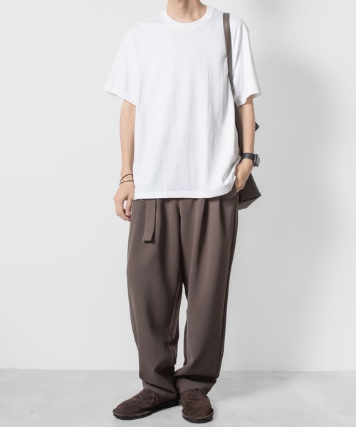 ATTACHMENT（アタッチメント）の「PE ストレッチダブルクロス ベルテッド ワイドテーパードトラウザーズ / PE STRETCH DOUBLE CLOTH BELTED WIDE TAPERD TROUSERS（スラックス・メンズ・ダークグレー/カーキ系/グレー/ブラック・3/2/1）」の11枚目の写真