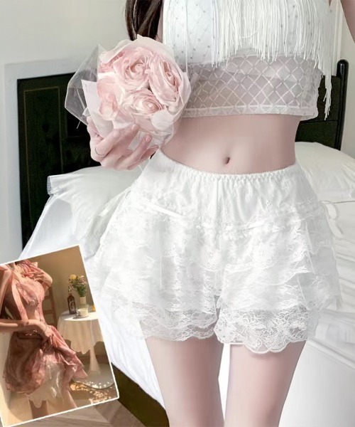 Miniministore(ミニミニストア)の「5段レース付きペチコート ティアード下着(インナーウェア/肌着・レディース・ピンクベージュ/ホワイト/ブラック・FREE)」の6枚目の写真