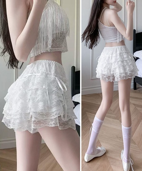 Miniministore(ミニミニストア)の「5段レース付きペチコート ティアード下着(インナーウェア/肌着・レディース・ピンクベージュ/ホワイト/ブラック・FREE)」の10枚目の写真