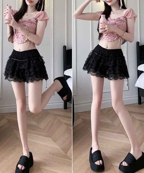 Miniministore(ミニミニストア)の「5段レース付きペチコート ティアード下着(インナーウェア/肌着・レディース・ピンクベージュ/ホワイト/ブラック・FREE)」の18枚目の写真