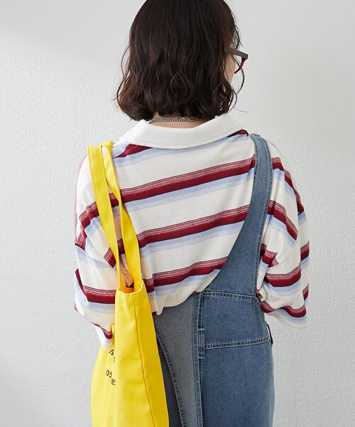 NUNIFE（ユニフィー）の「【ユニセックス】マルチボーダーポロトップス（Tシャツ/カットソー・レディース・ホワイト系その他/グリーン系その他/ブラック系その他・FREE）」の8枚目の写真