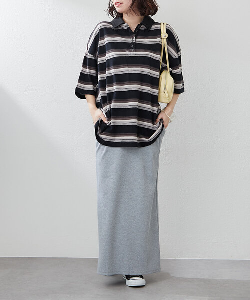 NUNIFE（ユニフィー）の「【ユニセックス】マルチボーダーポロトップス（Tシャツ/カットソー・レディース・ホワイト系その他/グリーン系その他/ブラック系その他・FREE）」の20枚目の写真