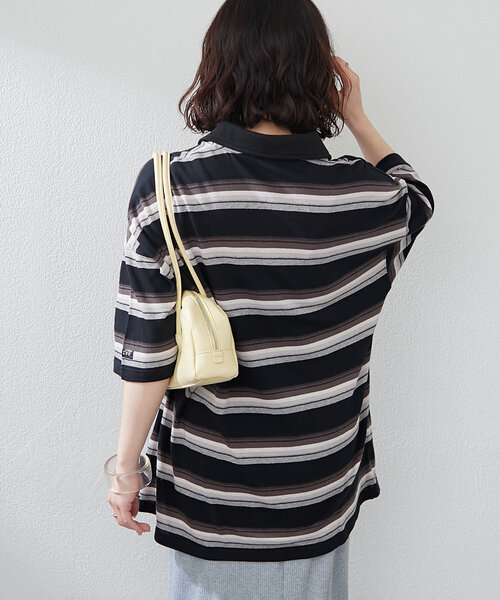 NUNIFE（ユニフィー）の「【ユニセックス】マルチボーダーポロトップス（Tシャツ/カットソー・レディース・ホワイト系その他/グリーン系その他/ブラック系その他・FREE）」の22枚目の写真