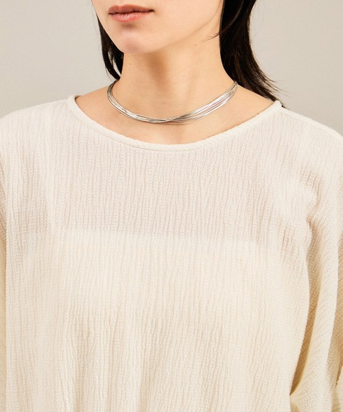 SALON adam et rope'（サロン アダム エ ロペ）の「ヘンプコットンバックVネックワンピース［ドライタッチ・洗える］（ワンピース・レディース・オフホワイト/ブラック・FREE）」の15枚目の写真