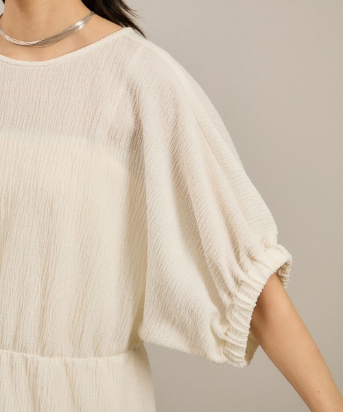 SALON adam et rope'（サロン アダム エ ロペ）の「ヘンプコットンバックVネックワンピース［ドライタッチ・洗える］（ワンピース・レディース・オフホワイト/ブラック・FREE）」の16枚目の写真